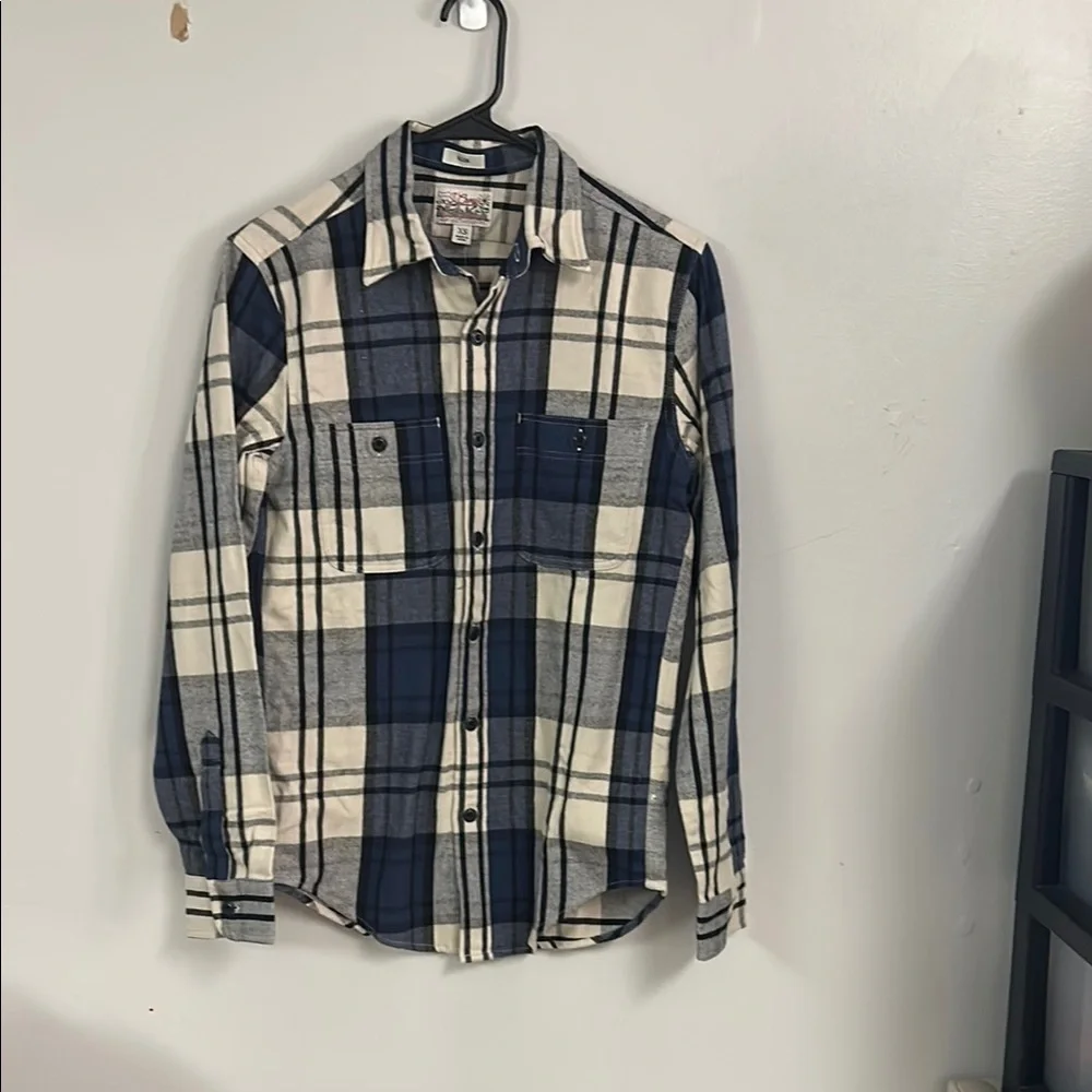 J. Crew Blue and White Casual Button Down Shirt